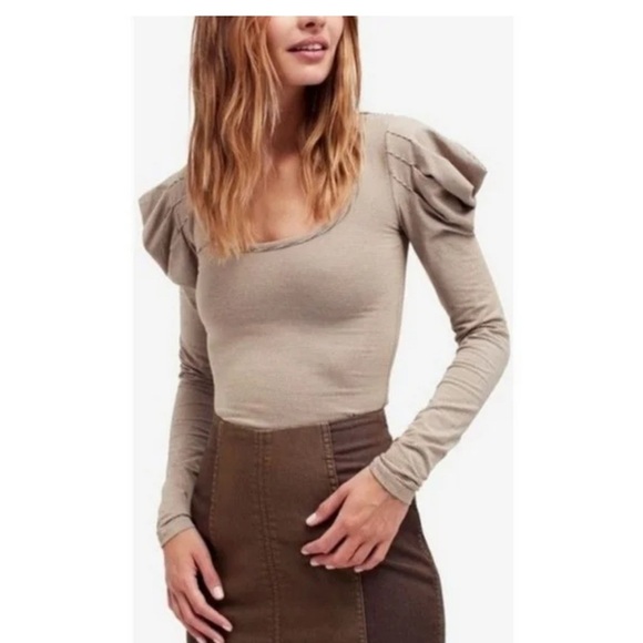 Free People Tops - Free People tan & cream stipe top